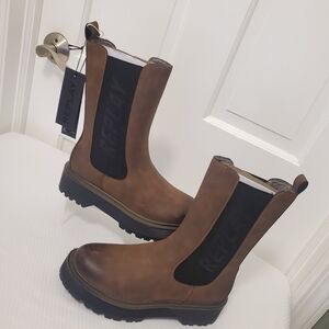 NWOB REPLAY DOC-Chelsea Bottine CHELSEAFEMME Brown Boots Size 40=US 9